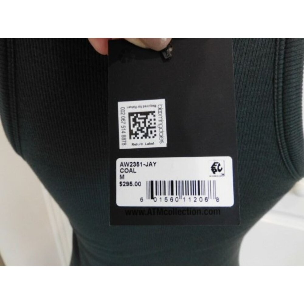 ATM Ribbed bodycon Tank Halter Dress NWT Size MEDIUM COAL Grey - Picture 7 of 13